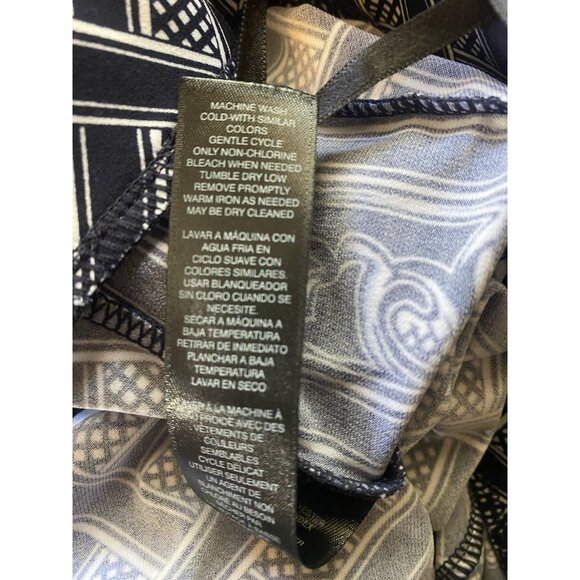 WHITE HOUSE BLACK MARKET Navy Blue White Basket Weave Pull On Wide Leg Pants M - Picture 12 of 12